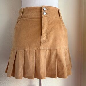 NWT Hollister Tan Corduroy Cotton Pleated Mini Skirt S